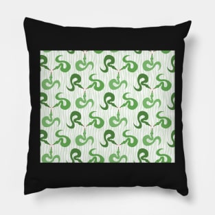 Green Snakes in the Grass Pattern Pillow