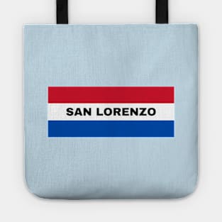 San Lorenzo City in Paraguay Flag Colors Tote