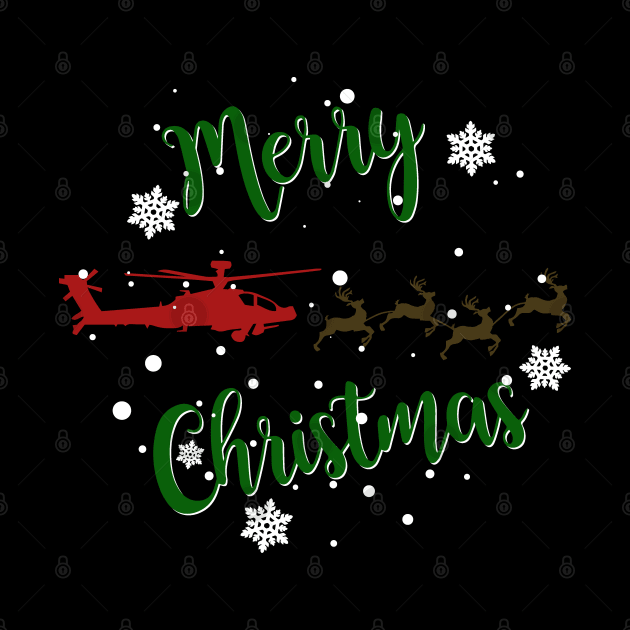Gun Pilot - AH-64D Apache Reindeer Merry Christmas by Aviation Designs