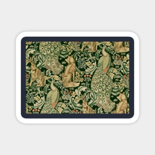 GREEN FOREST ANIMALS ,PEACOCKS, FOX AND HARE Magnet