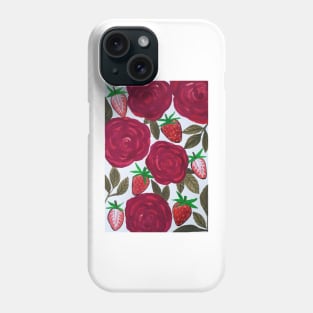 Red Strawberries and Red Roses Phone Case