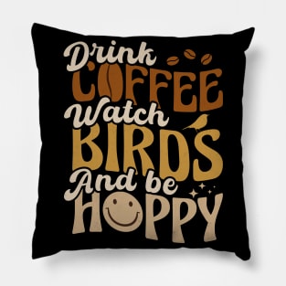 Retro Coffee and Bird Watching Pillow