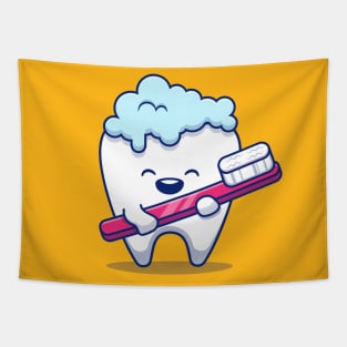 Cute Tooth Brushing Tapestry