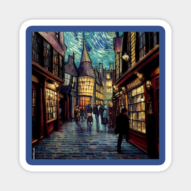 Starry Night in Diagon Alley Magnet by Grassroots Green