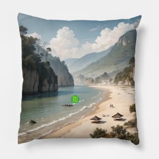 Tranquil Landscape : Tropical Beach Resort Vacation Pillow