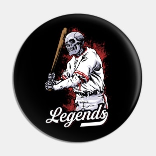Skull Legends Baseball Player Pin
