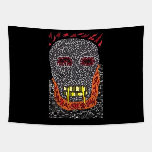 Vampire Skull Aflame Tapestry