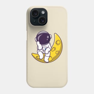 Astronaut Sitting On Moon Cartoon Phone Case