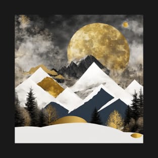 Golden Mountain Dreamscape - Abstract Landscape Painting T-Shirt