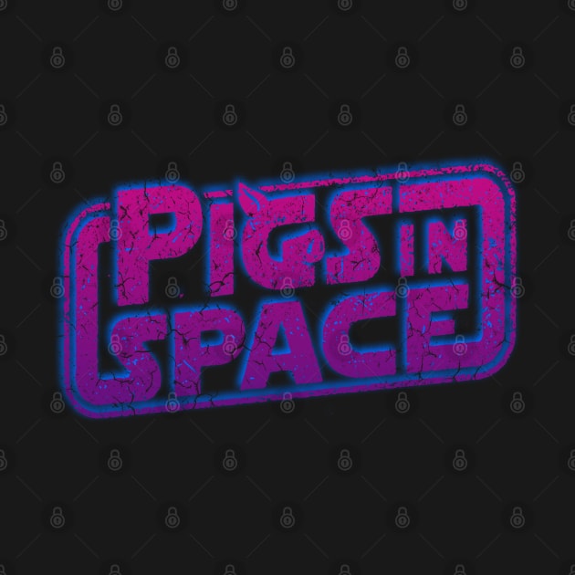 Pigs in Space // Retro Neon Distressed Style by artistcill