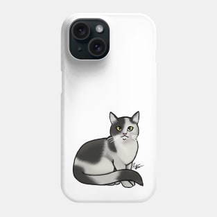 Cat - British Shorthair - Black and White Phone Case