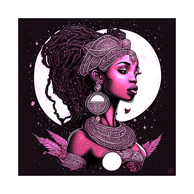 [AI Art] Lunar Lady, Line Art Style by Sissely