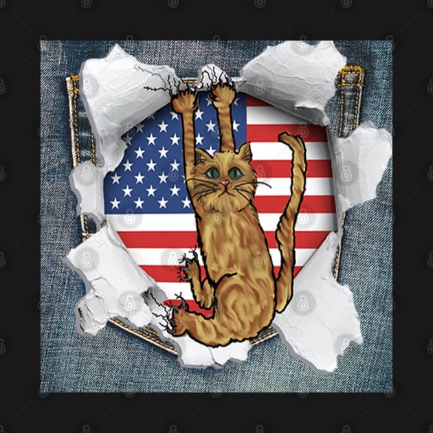 Funny Cat American Flag Cat Lover Gifts by tamdevo1