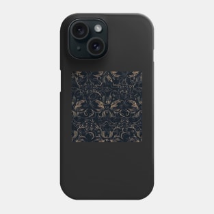 Intricate gold and cream colored floral filigree pattern against black backdrop - Simple and elegant ! Phone Case