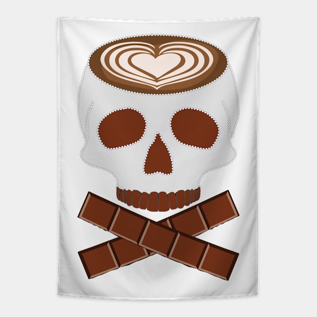 Coffee Skull with Latte Art and Chocolate Tapestry by Nuletto