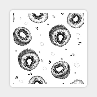 Black and White Kiwi Design Pattern Magnet