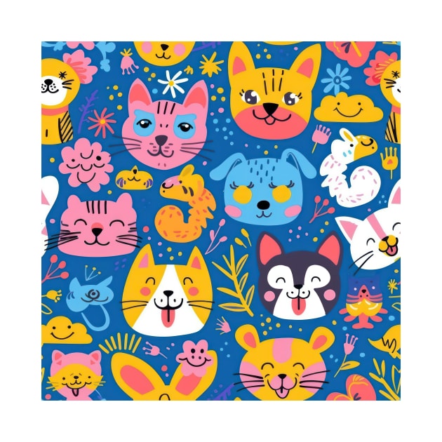 Whimsical Animal Faces Pattern by star trek fanart and more