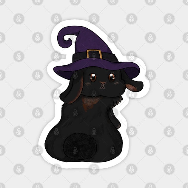 Black Rabbit Witch Left _ Bunniesmee Halloween Edition Magnet by GambarGrace