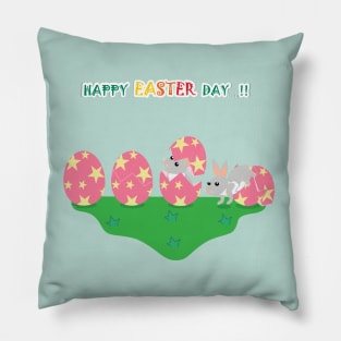 Happy easter's day, Bunny easter, easter egg, Bunny hatch from easter egg, cute bunny, rabbit lover. Pillow