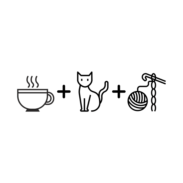 Coffee, Cats & Crochet - white by Tee's Tees