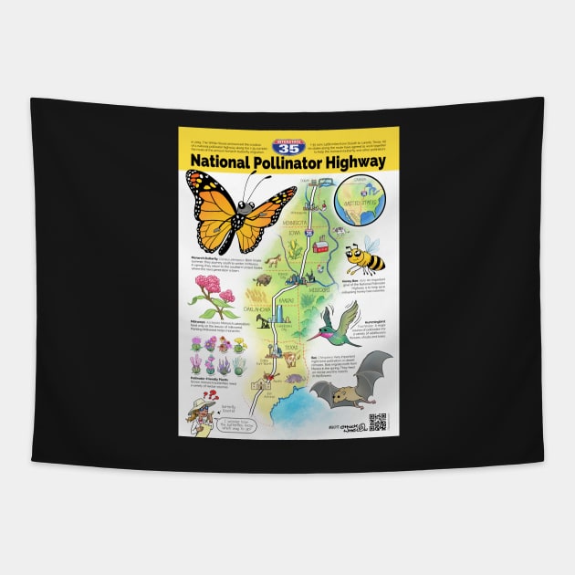 US National Pollinator Highway Map - I-35 Tapestry by MrChuckles