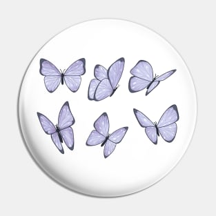 Snowy cold silver butterfly sticker pack Pin