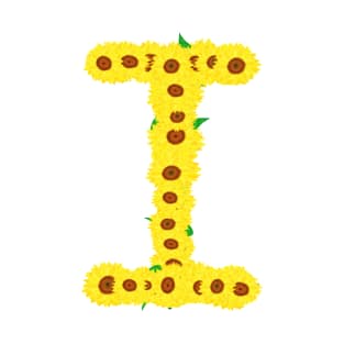 Sunflowers Initial Letter I (White Background) T-Shirt