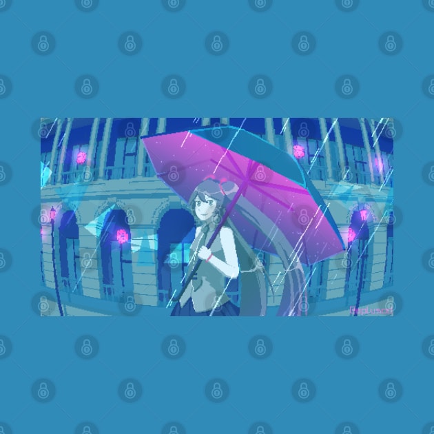 Miku in the Rain by aplusod