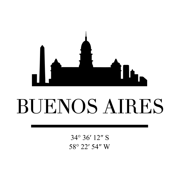 BUENOS AIRES ARGENTINA BLACK SILHOUETTE SKYLINE ART by deificusArt