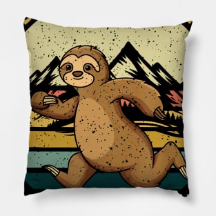 Sloth Running Team Shirt - Retro Vintage Sloth TShirt Pillow