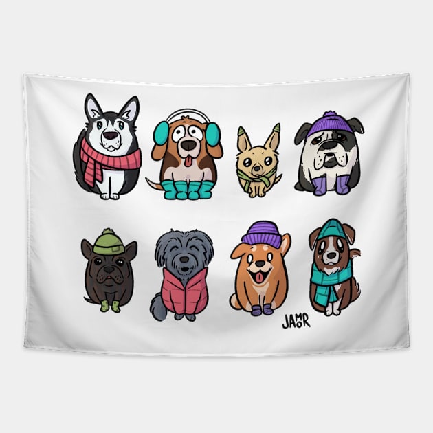 Winter Pups Tapestry by jastinamor