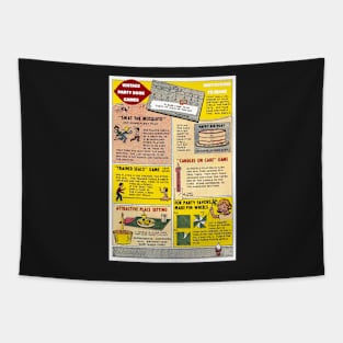 Vintage Party Book Games Print Tapestry