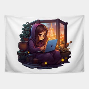 Cozy gamer girl Tapestry