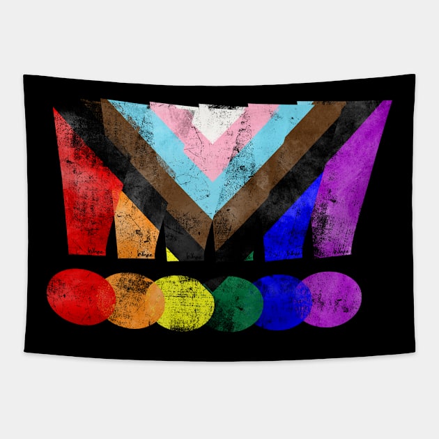 LGBTQ Progress Pride Grunge Exclamation Points Tapestry by wheedesign