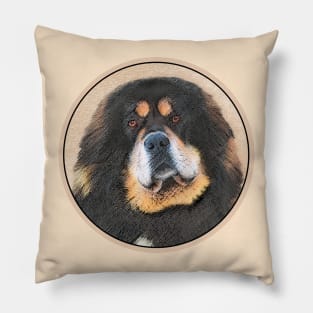 Tibetan Mastiff Painting - Cute Original Dog Art Pillow