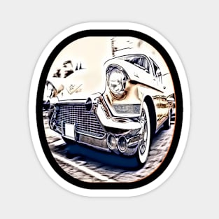 Yellow Old Car Cartoon Magnet