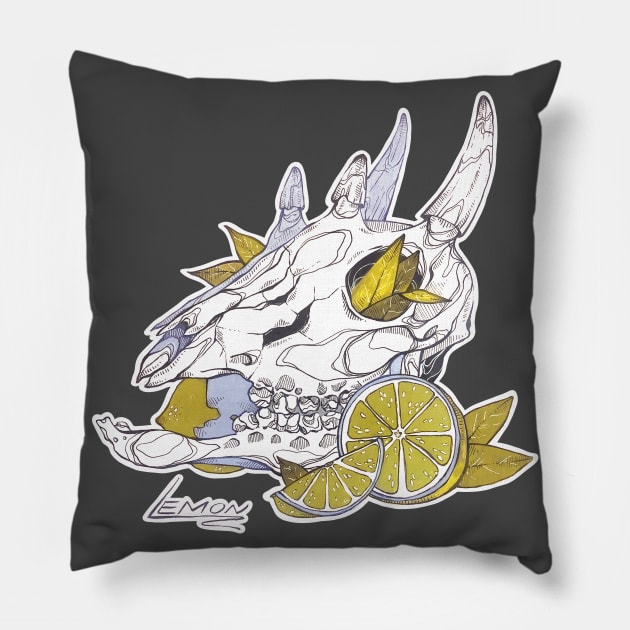 MorbidiTea - Lemon with Four Horned Antelope Skull Pillow by MicaelaDawn