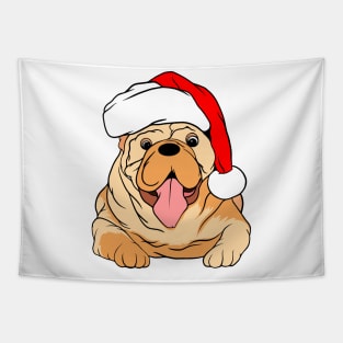 Bulldog Santa Tapestry