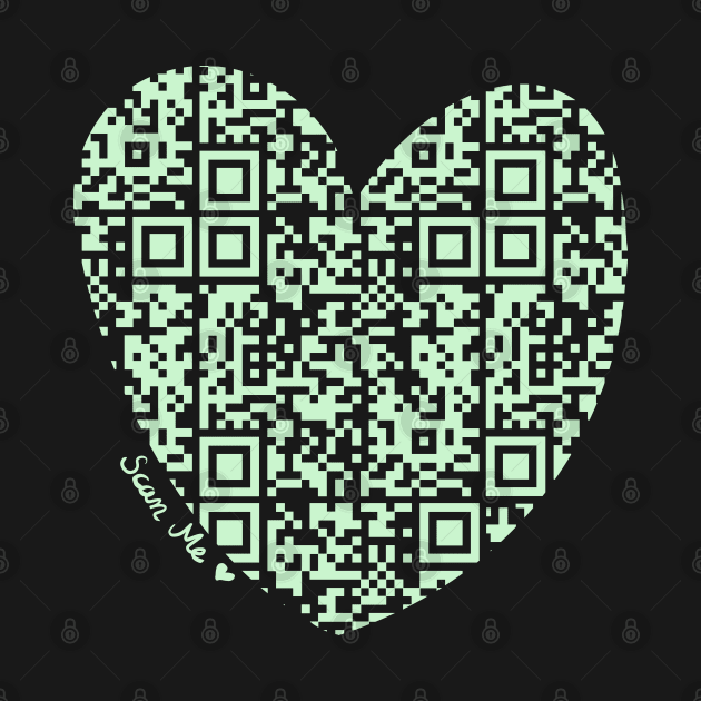 Pastel Green Rick Astley Rickroll QR Code Heart Art by VictoriaLehnard