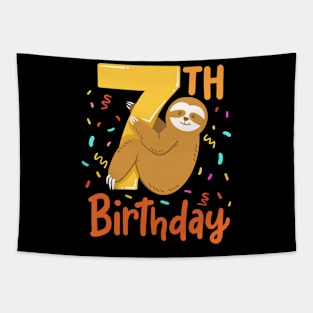 7th Birthday Sloth Tapestry