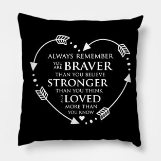 Always Remember You Are Braver Than You Believe Stronger Than You Seem Smarter Than You Think Pillow