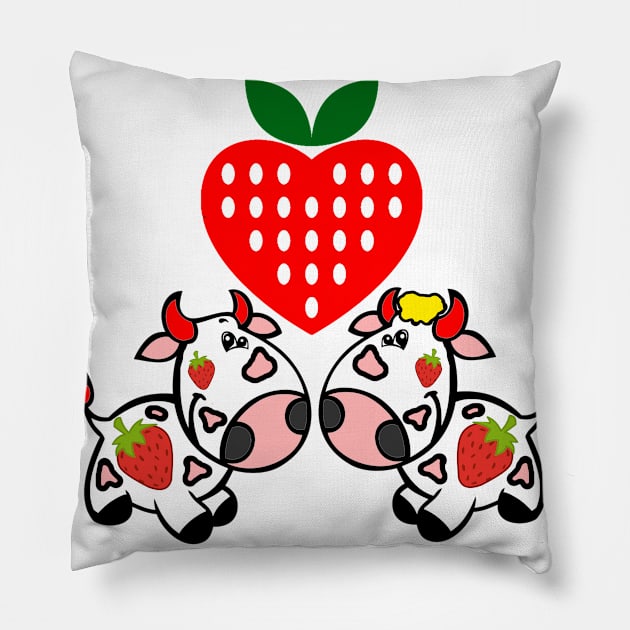 strawberry cow 1 Pillow by medo art 1