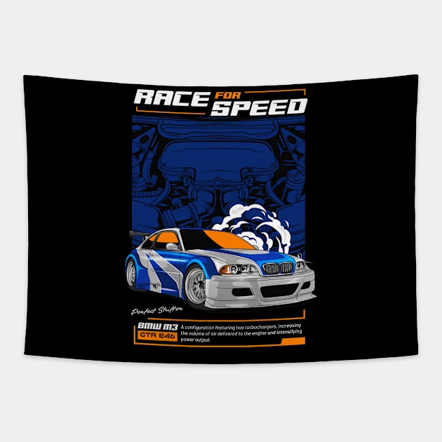 Race for Speed GTR E46 Tapestry by Harrisaputra