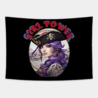 Girl power, purple pirate wench Tapestry