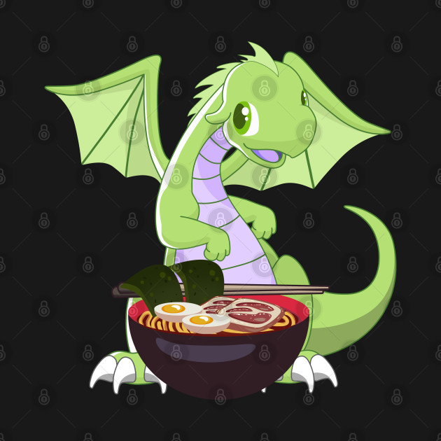 Discover Chibi Anime Green Dragon Ramen Lover - Ramen Lovers - T-Shirt