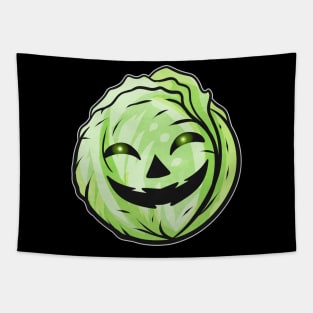 Evil Jack O Lantern Iceberg Lettuce Halloween Tapestry