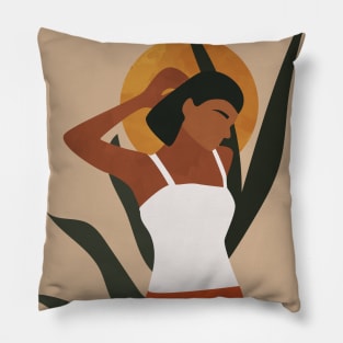 Indian Woman, Modern Boho Art Pillow