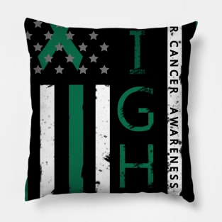 liver cancer  Awareness Ribbon American Flag Pillow