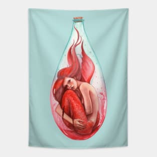 Red Bottled Mermaid Tapestry