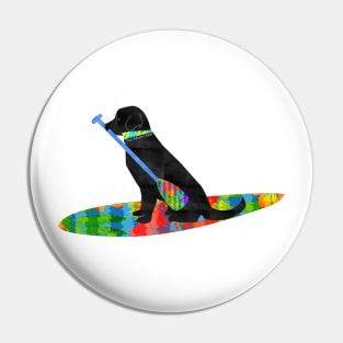 Colorful Stand Up Paddle Board Preppy Black Lab Pin